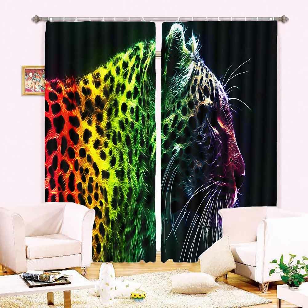 Wonderful Money Leopard 3D Blockout Photo Print Curtain Fabric Curtains Window