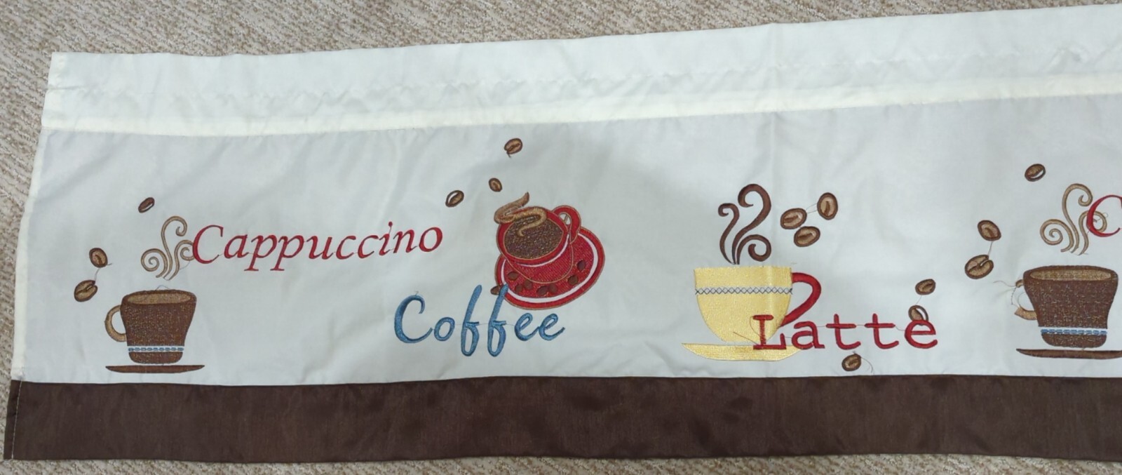 Coffee Drink Cafe Window Kitchen Valance 56 x 15 Cappuccino Coffee Latte