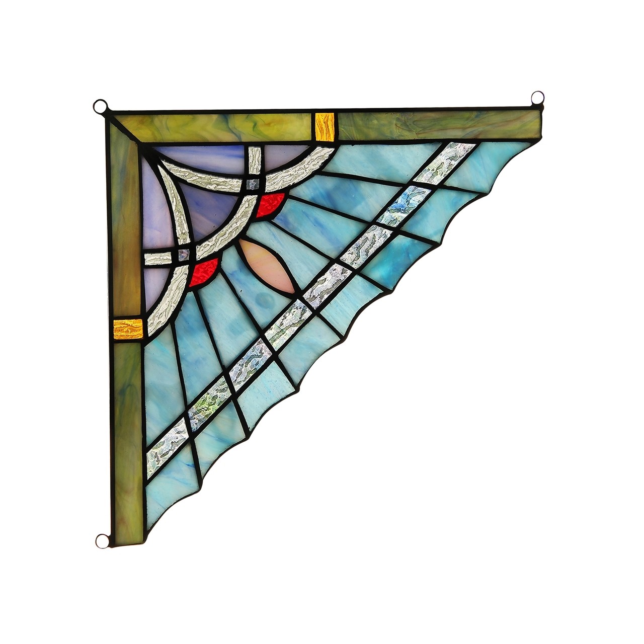 Mission Tiffany Style Stained Glass Corner Window Panels 8″ Handcrafted PAIR