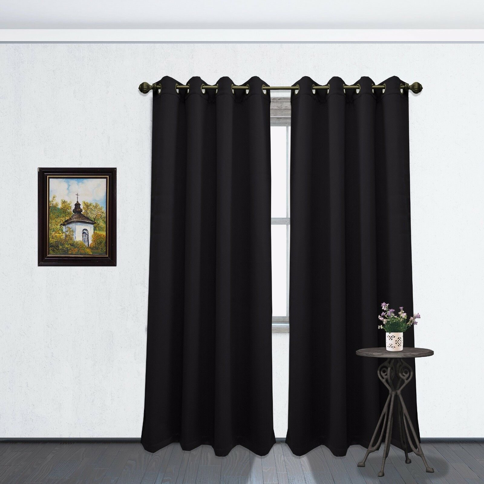 Linen Store 2pc Blackout Room Darkening Window Curtain Panels, 54″x84″ Each
