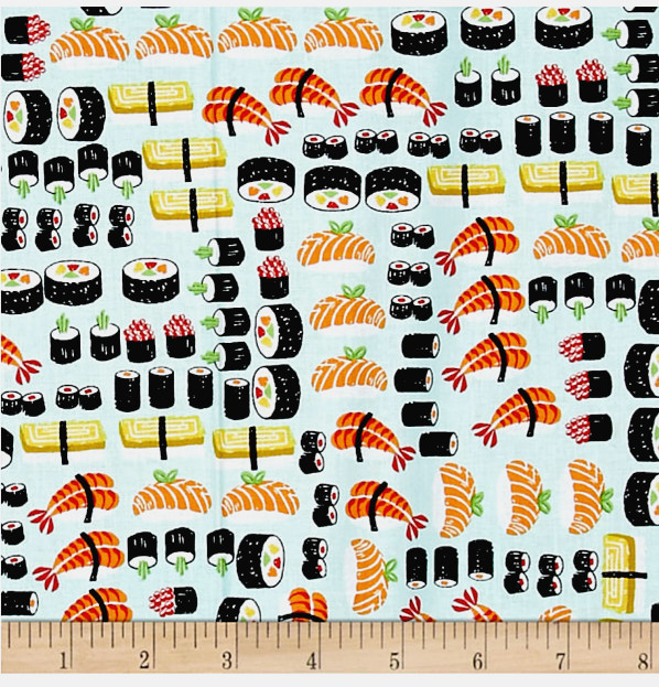 Valance Sushi Shrimp Fish Chinese Japanese Asian Food 42 x 14 Curtain Topper