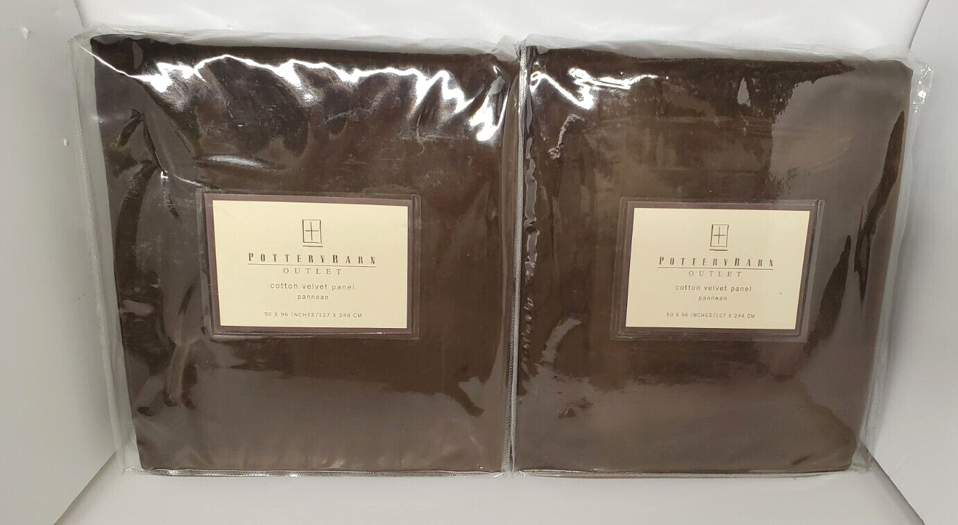 Pottery Barn OUTLET Dark Brown Cotton Velvet Panel Pannean 50X96 Set of 2