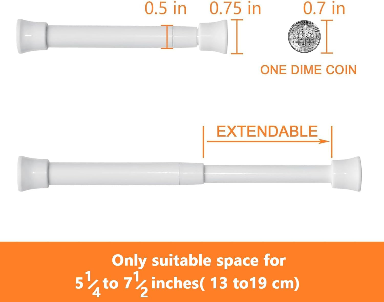 2 Pack Smallest Spring Tension Curtain Rod 5.25 to 7.5 Inch Adjustable, Mini Thi