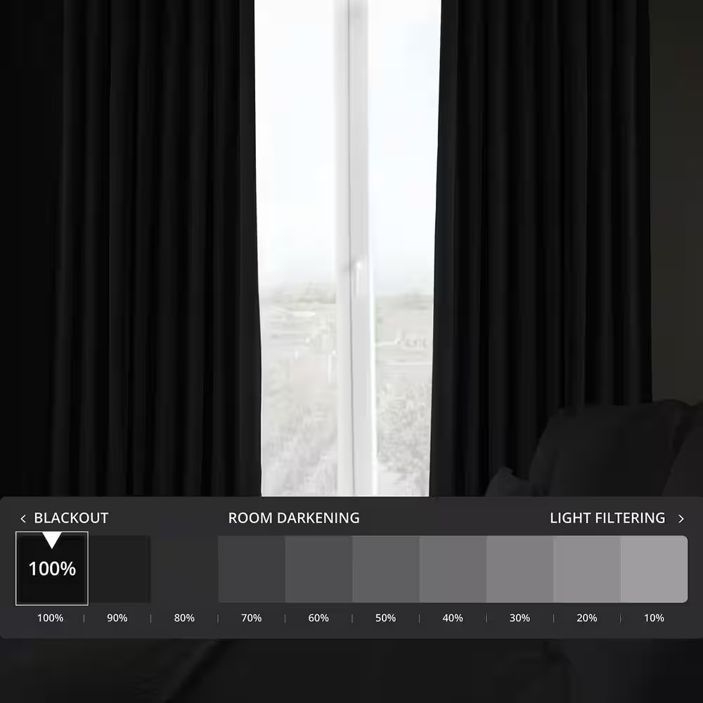 Black Extra Wide Velvet Rod Pocket Blackout Curtain – 100 In. W X 108 In. L (1 P