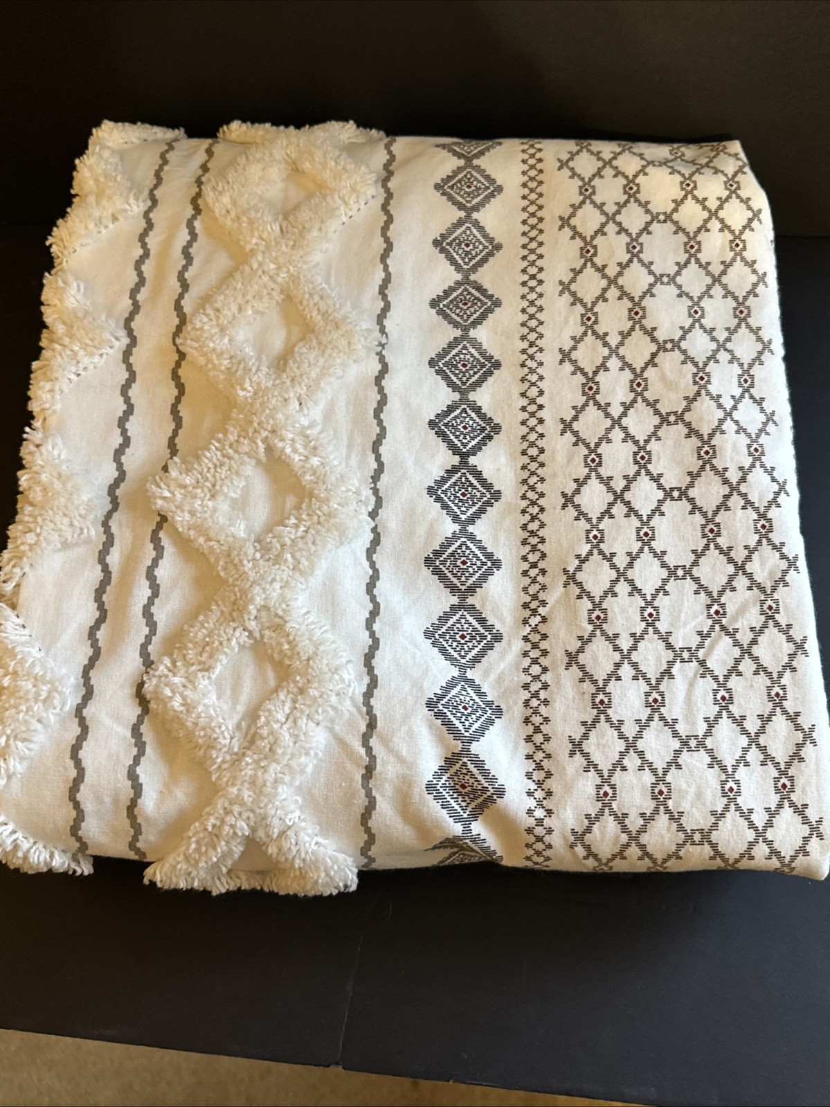 INK+IVY Imani 100% Cotton Single Panel Curtain Chenille 51”x85” Geometric Boho