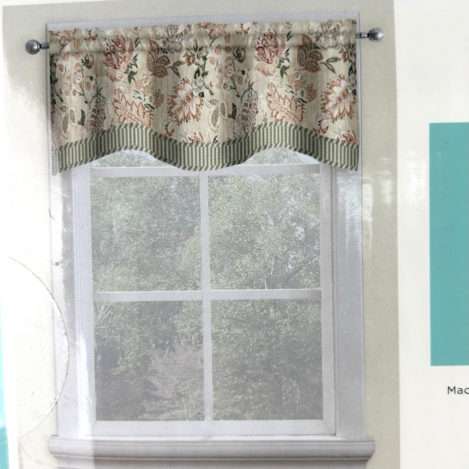 Waverly Traditions One Brompton Valance Peach Coral Sage Floral 52″ x 16″ NEW