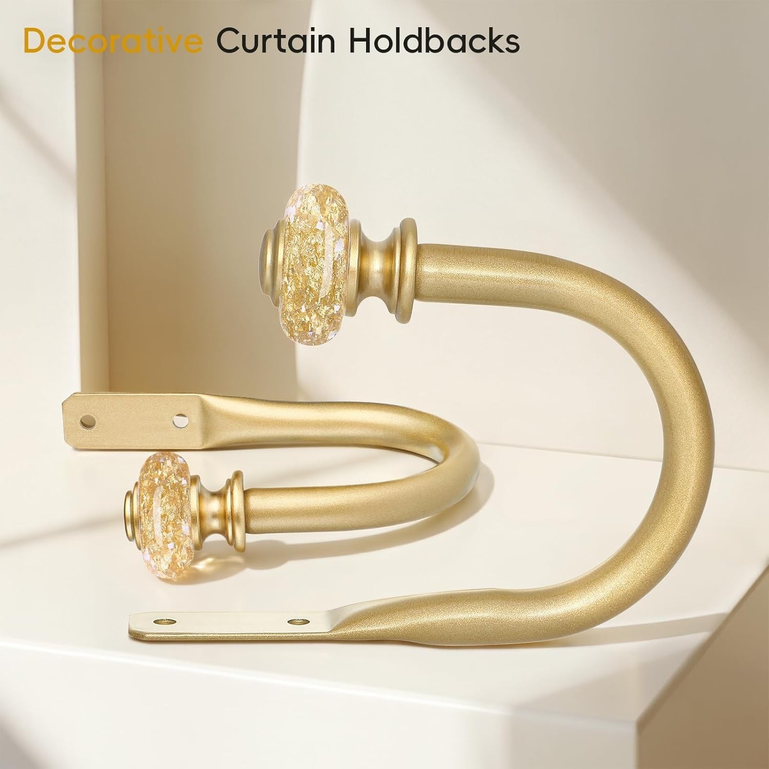 Curtain Holdbacks Gold 2 Pack, Metal Curtain Tiebacks with Decorative Vintage…