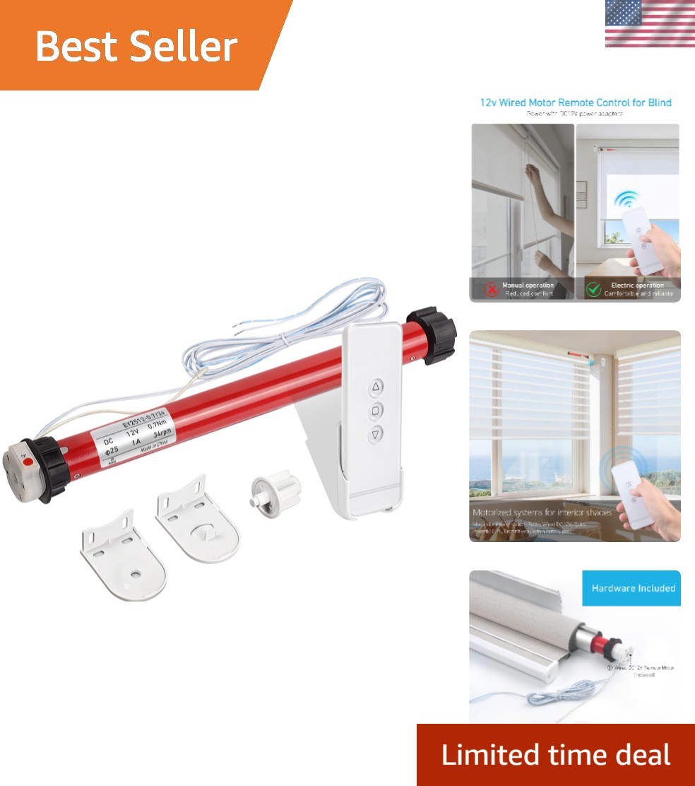Wired 12V Electric Blind Motor for Customizable Window Shades – Quiet Operation