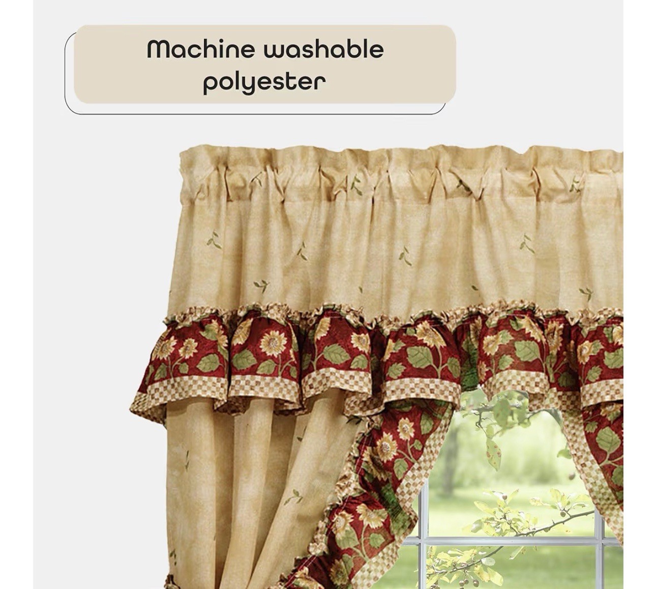 Achim Home Decor – Set of printed window curtains, 57X36 sunflower Polyester