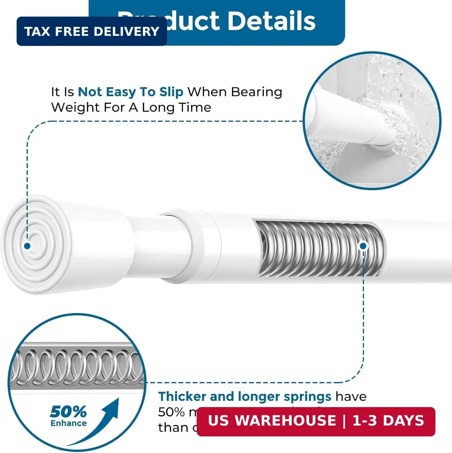 AIZESI 2pcs Spring Tension Rods Adjustable 26 to 39 inch Small Tension Curtain R