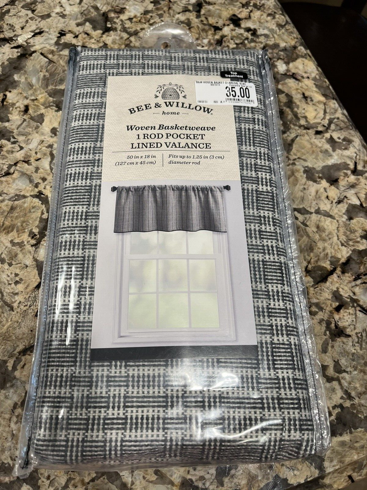 NWT Bee and Willow Textured Herringbone Rod Pocket Lined Curtain Valance 50″X18″