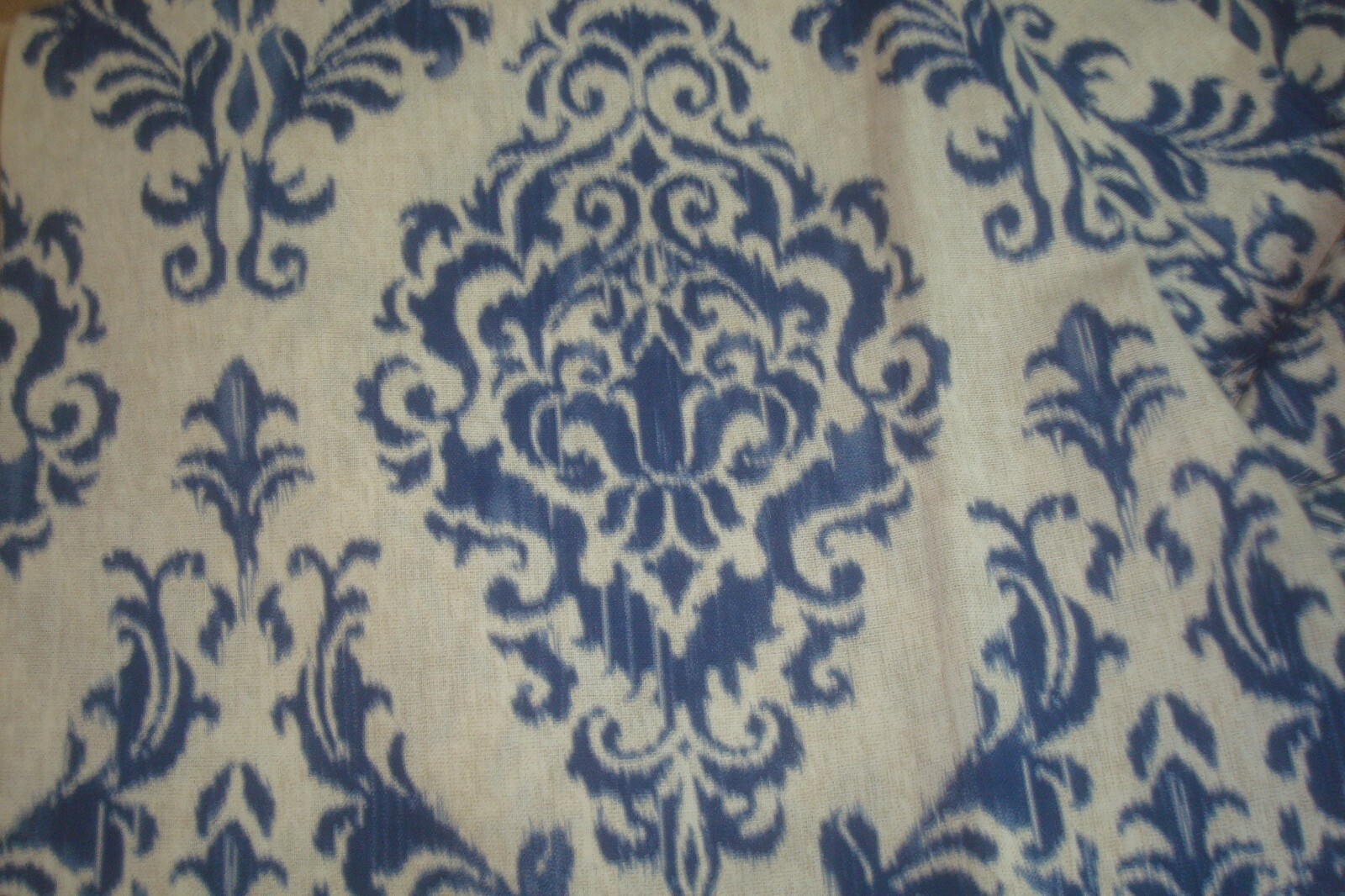 NWT 2 pc Laswell Window Panels Curtains Damask 100% Cotton Indigo Blue 84″ lg