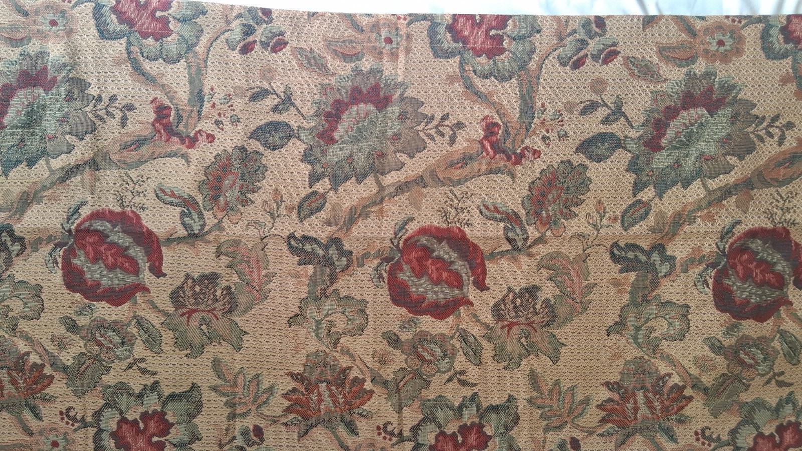 Jacobean Tapestry Brown/Beige/Gold/Red/Green Design Valance 63″ x 20″ Unlined