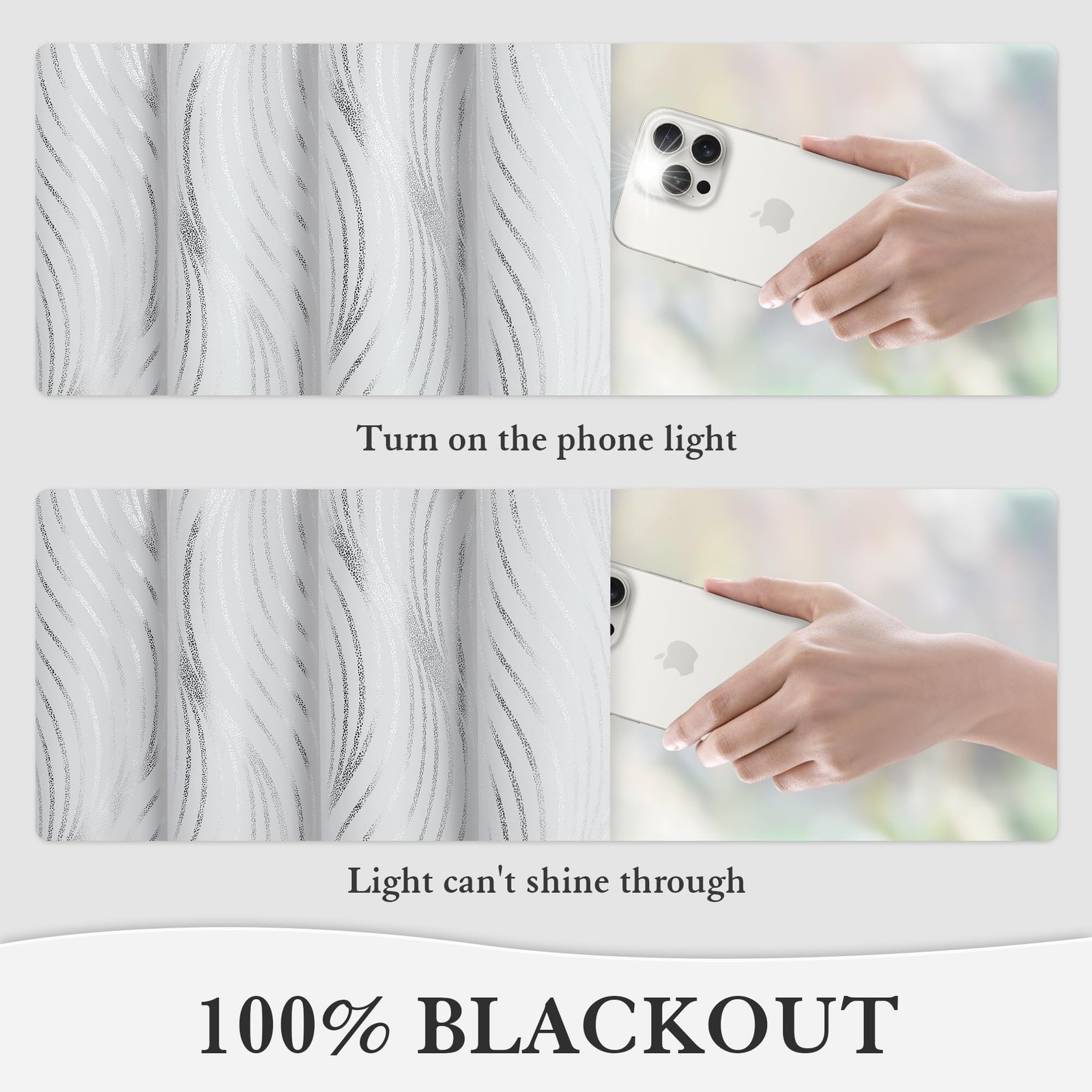 Xwincel Blackout Curtains White Silver Foil Pattern 63 Inches 2 Panel Set