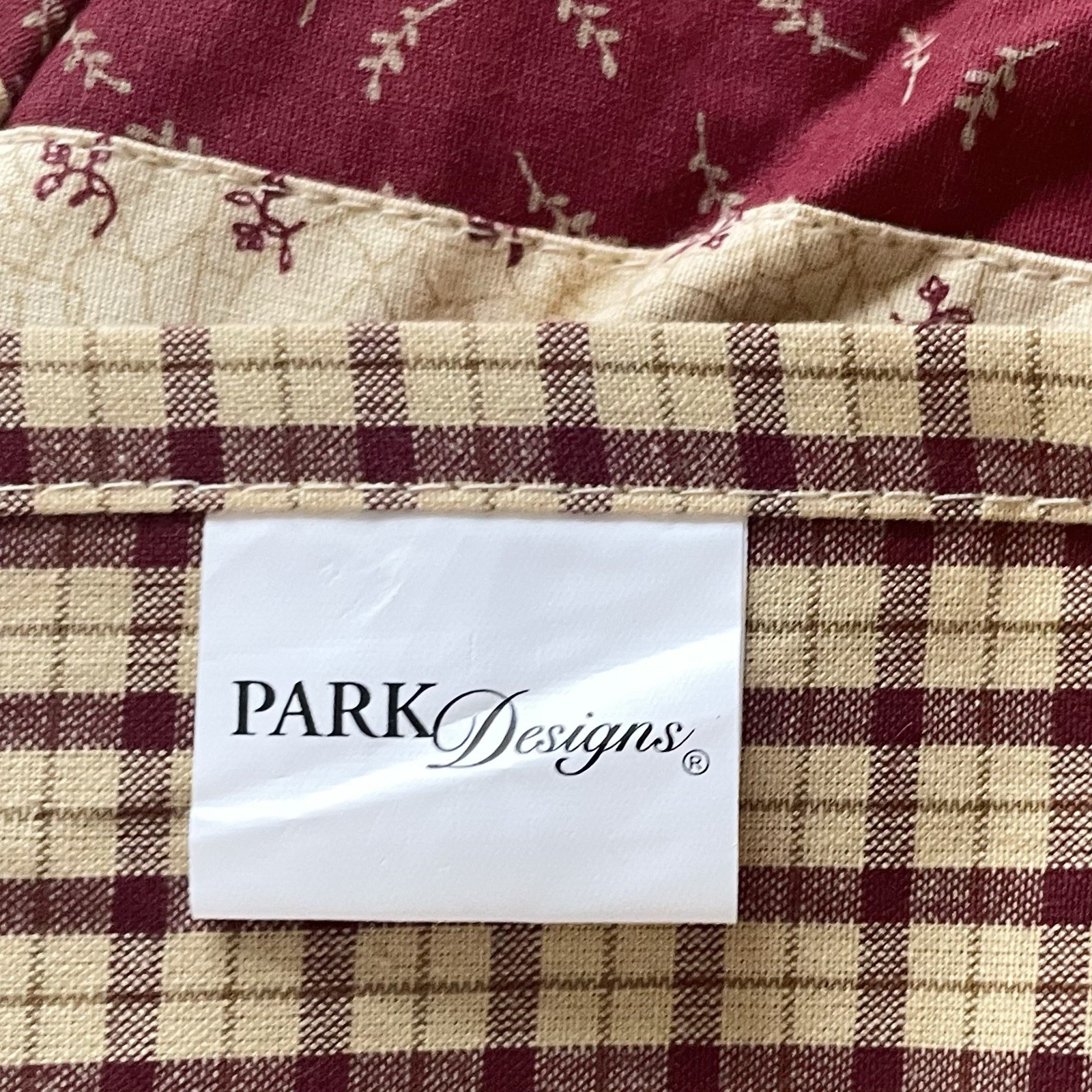 Park Designs 3pc Country Curtain Set 2 Swags & 70″ Valance Red Gingham Cotton