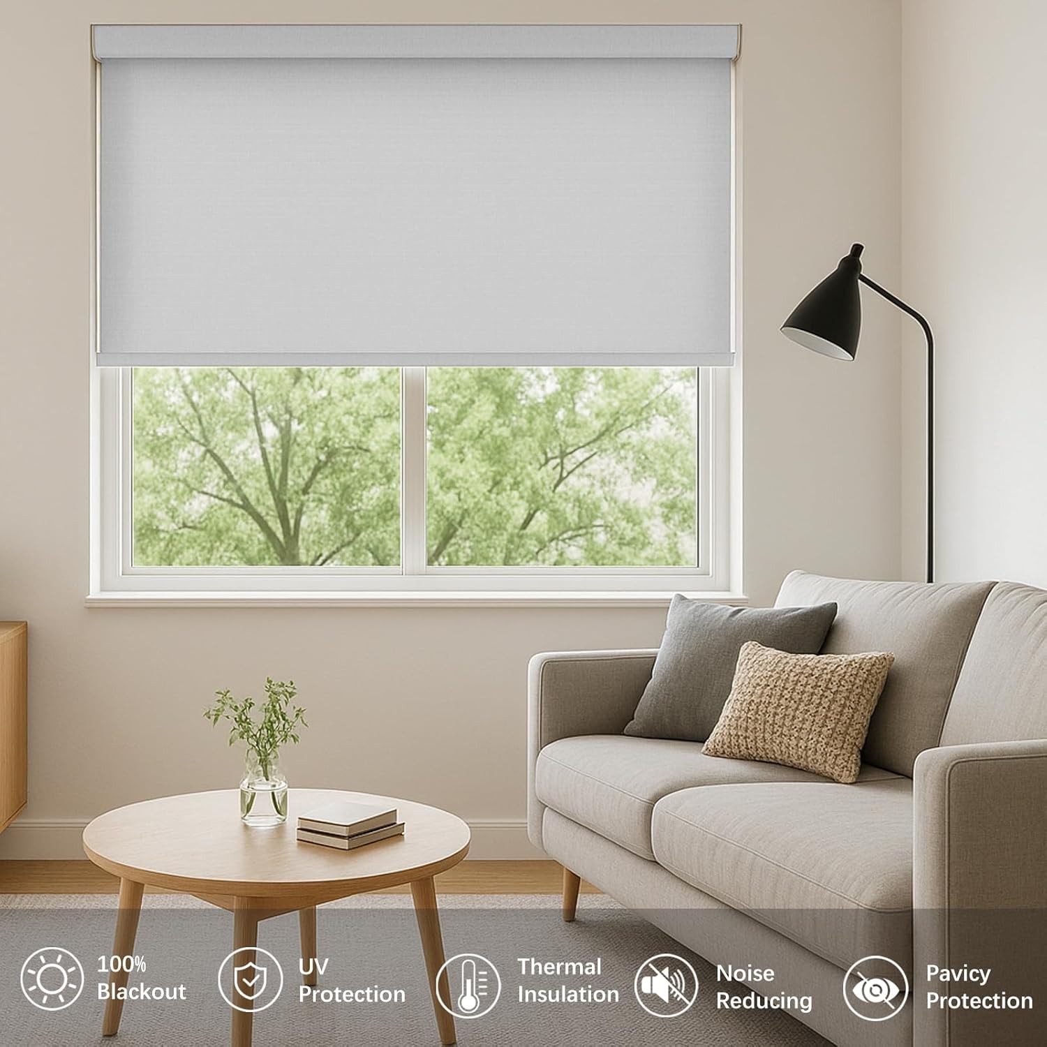 NUTRO CHILL Cordless Blackout Roller Blinds Light Grey 23×72 #R017