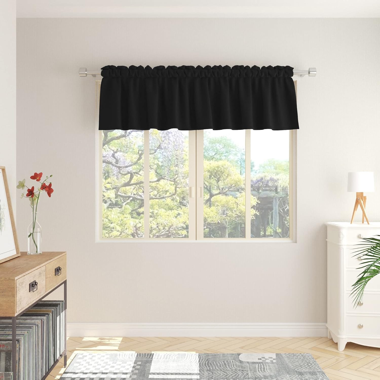 Black Small Tiers Kitchen Short Small Mini Window Curtains Valance 10 inches