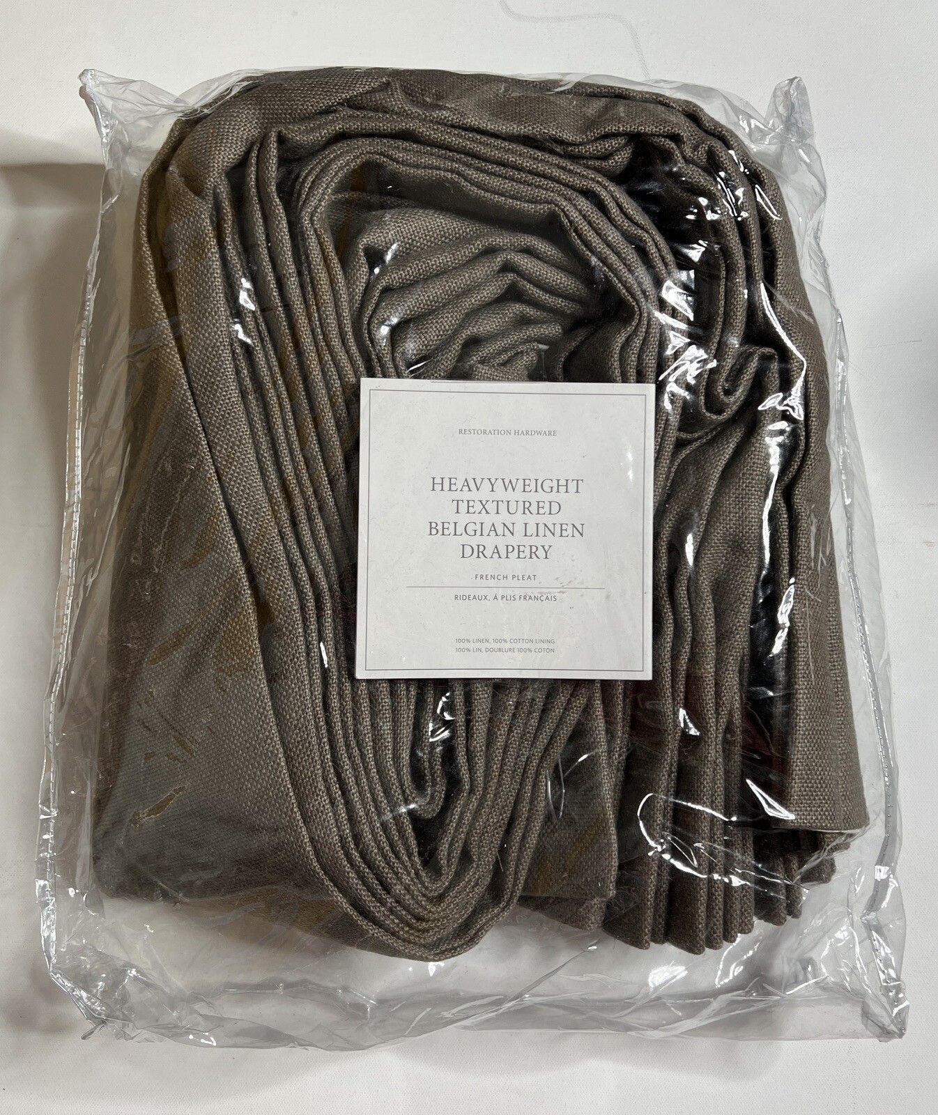 Restoration Hardware Belgian Heavyweight Textured Linen Drapery FP 46 x 84 Taupe