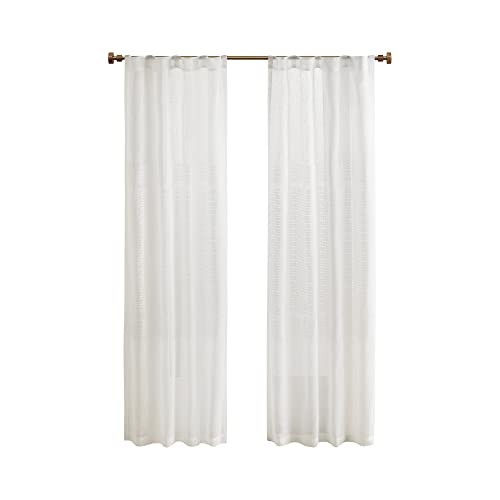 Aida 2-Panel Pack Sheer Curtains, Yarn Dye, 37″W x 84″L (Pack of 2) White