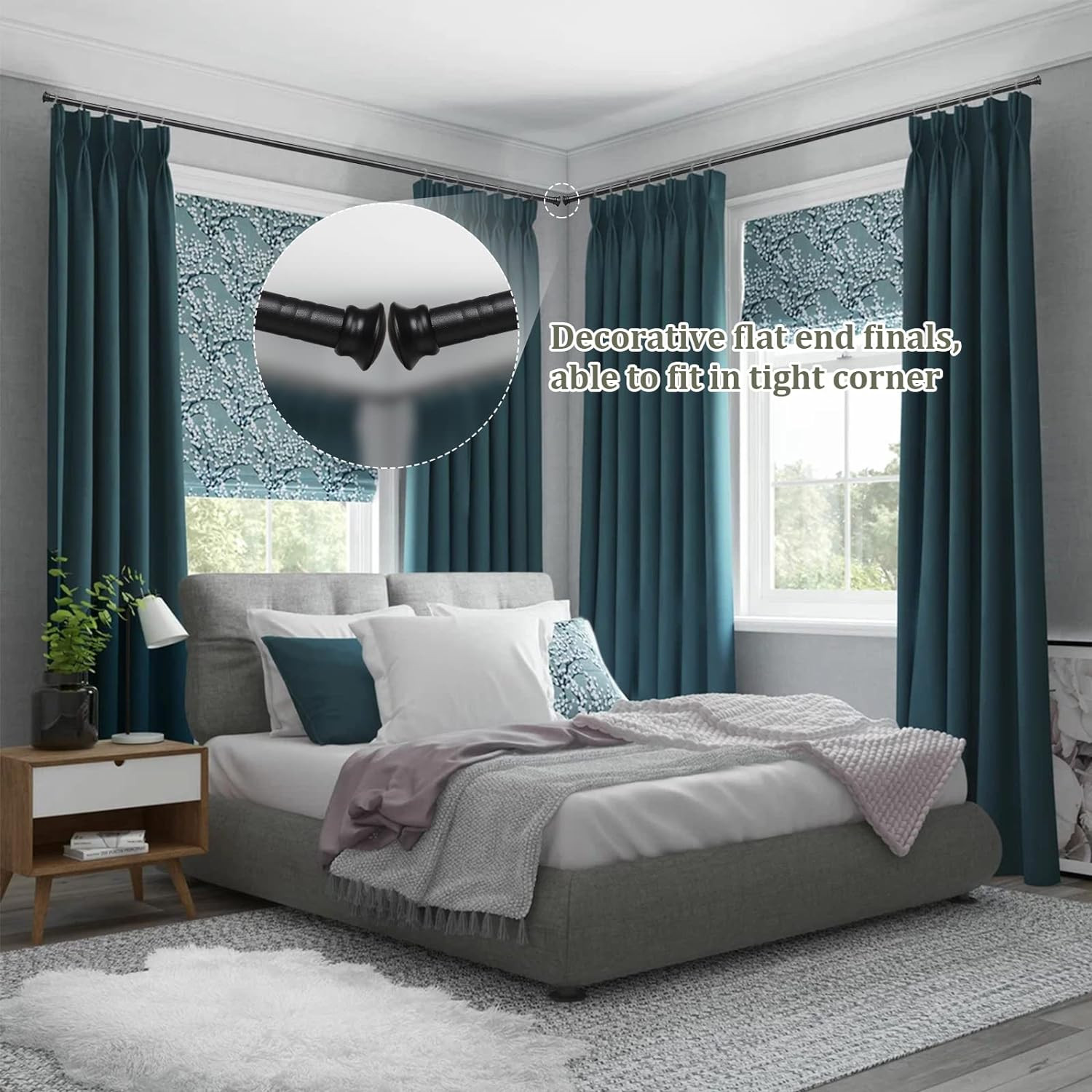 For Window size 108″-137″ inch long Matte Black metal Window Curtain Rod holder