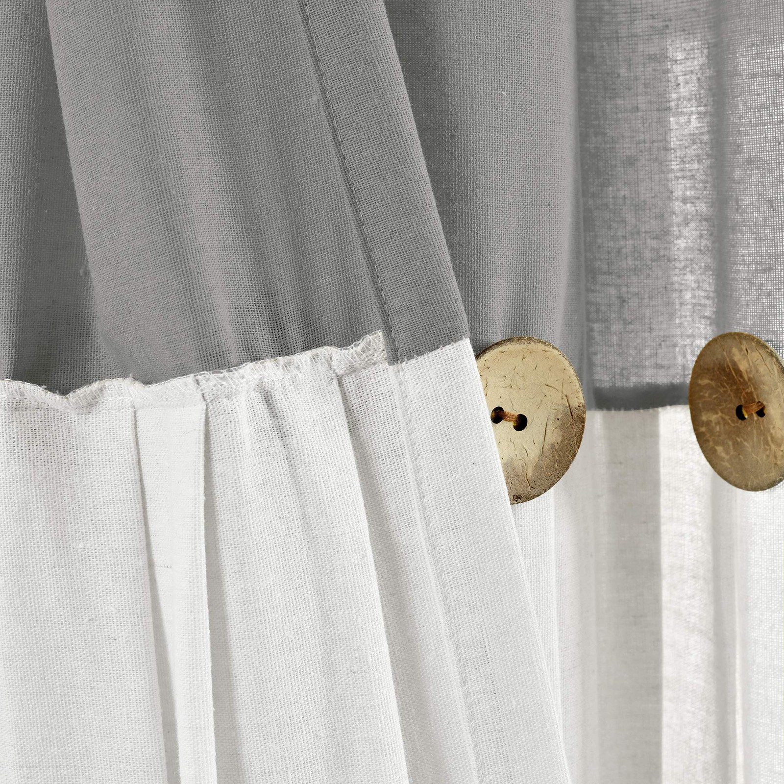 Dark Gray Linen Button Curtain 40×84 Farmhouse Modern Window Panel Single