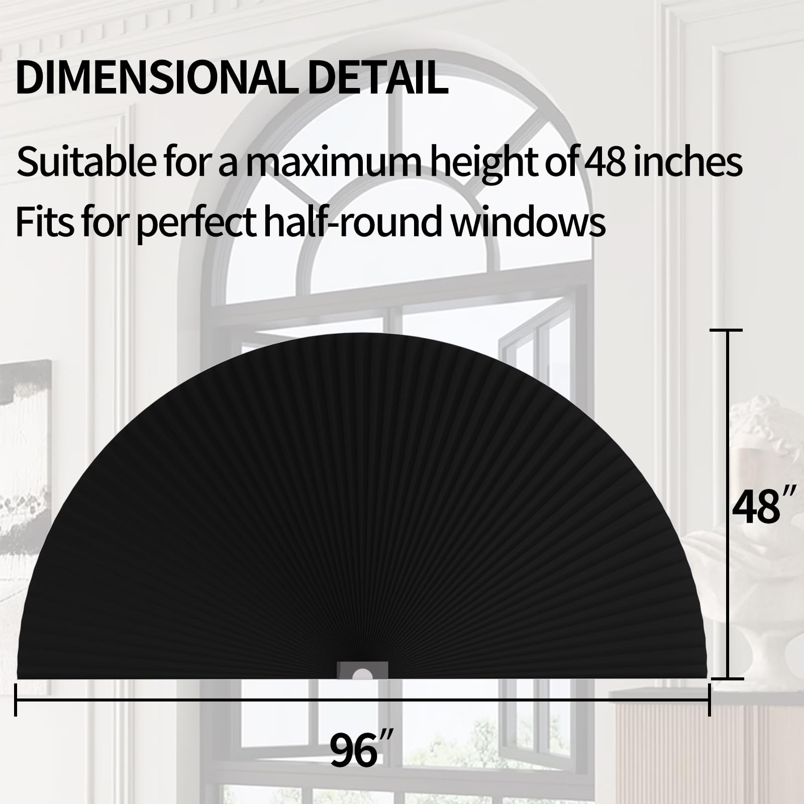 Arch Window Shades Half Circle Blackout Cellular Shades Cordless No Drill Bli…