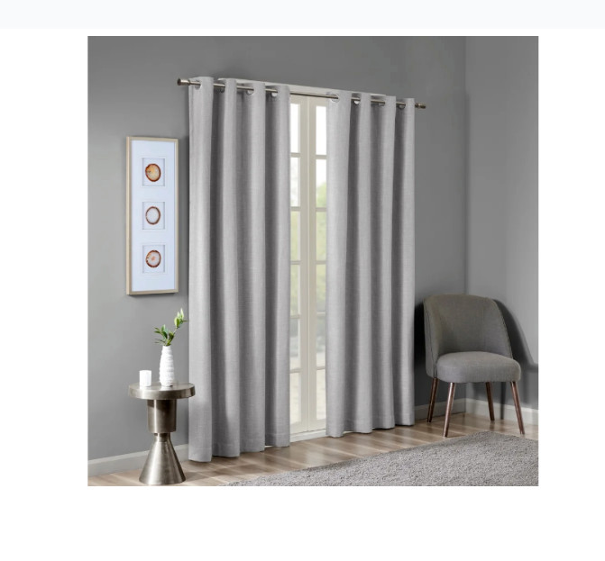 SunSmart Heathered Gray Printed Blackout Single Window 1 Curtain Panel 50W 84L