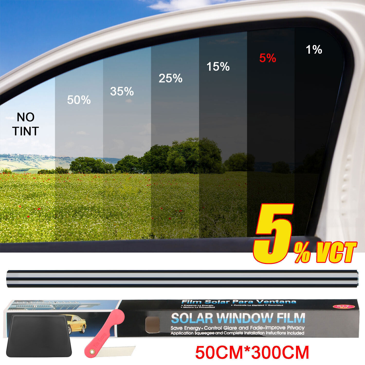 5%-35% VLT Uncut Roll Window Tint Film 20″ x 20ft /10ft Car Home Office Glass