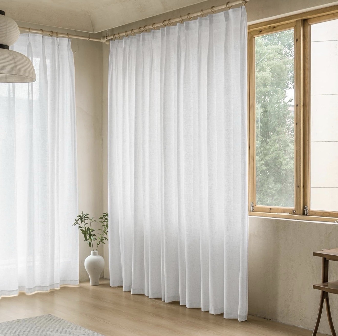 MAIHER White Extra Wide Pinch Pleated Curtains 96” L x 100”W
