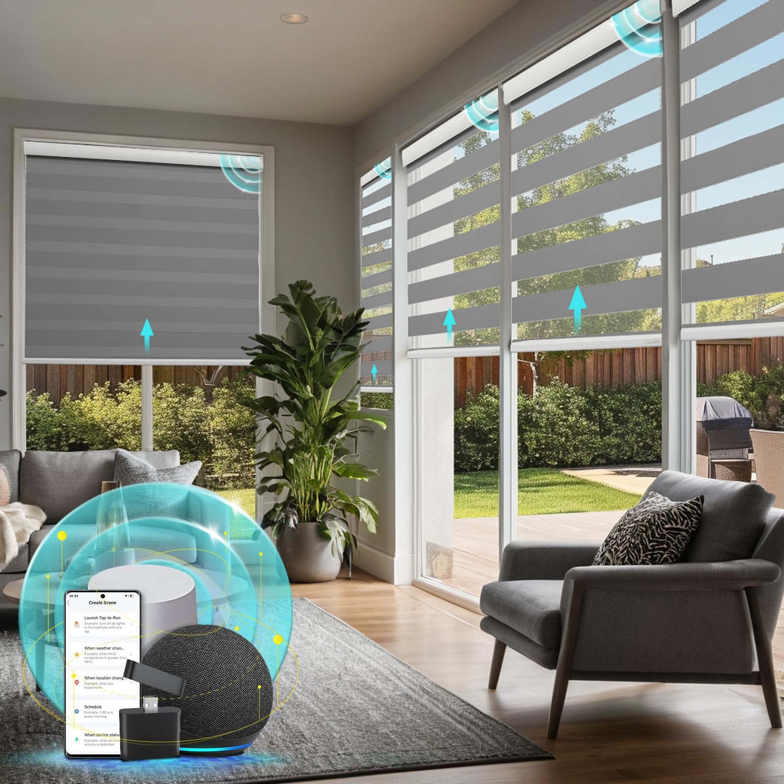Citolen Motorized Zebra Blinds Remote Smart Dual Layer Automatic Shades Privacy