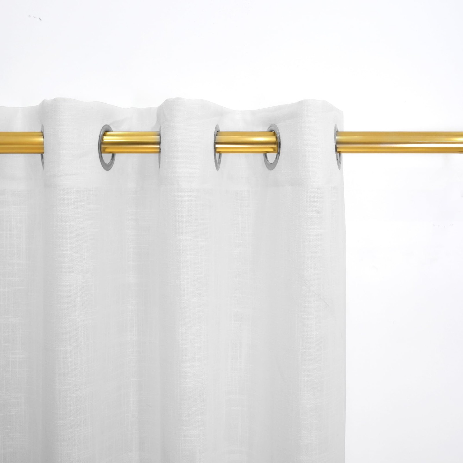 White Sheer Linen Textured Curtains 52×80 inches 2 Panels Grommet Top 80 in