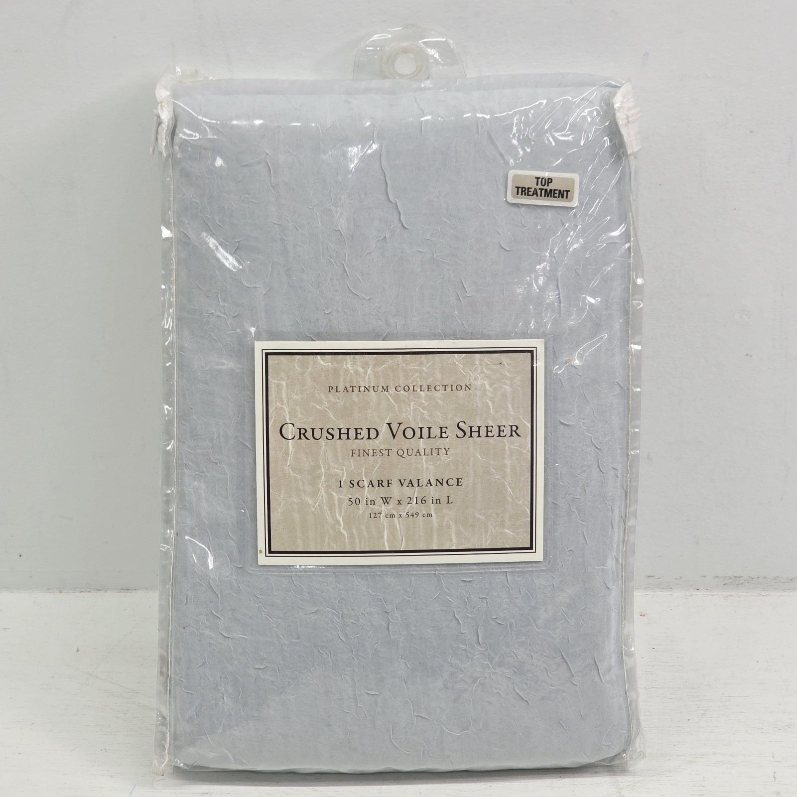 Platinum Collection Crushed Voile Sheer Scarf Valance 50″ W x 216″ L Pearl Blue