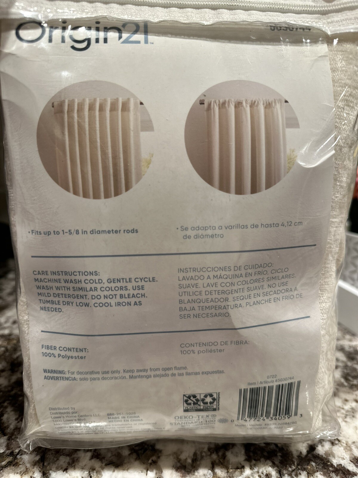 Origin 21 84-in Ivory Light Filter Rod Pocket Back Tab Single Curtain Panel 2pk