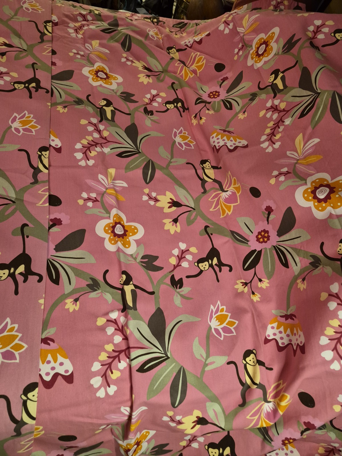 Pottery Barn Kids Pink Curtains Set Of 2 Monkey Floral Print 50×84