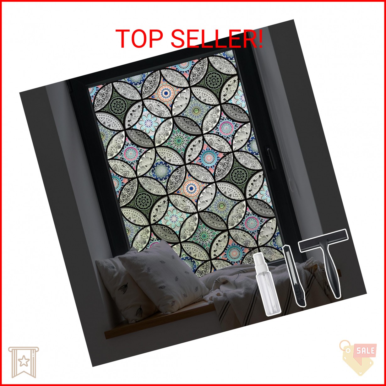 DKTIE Static Cling Decorative Window Film with Installation Tools Non Adhesive P