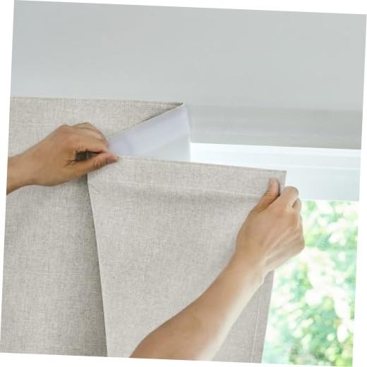Adhesive Curtain,100% Blackout Curtains, 35″W x 60″L (Pack of 1) Light Beige