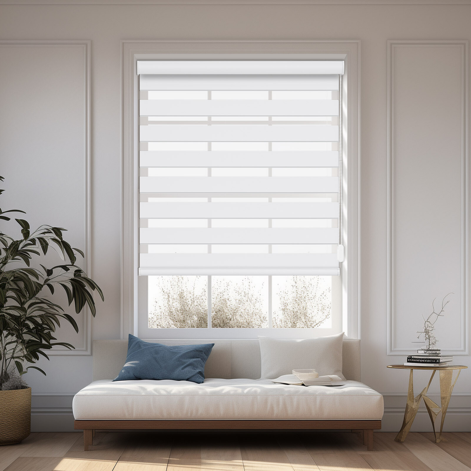 Changshade Custom 85% Blackout Corded Blinds for Window Zebra Roller Shade