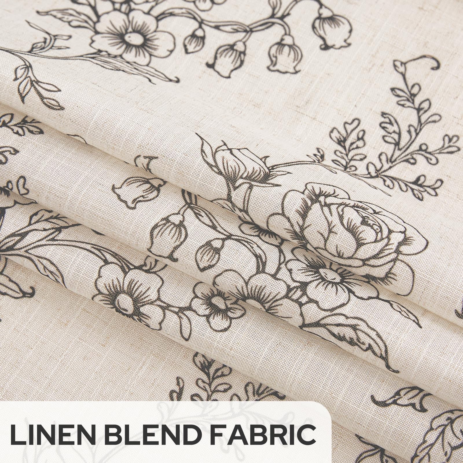 Floral Linen Curtains, Vintage French Country Curtain Drapes, Light Filtering…