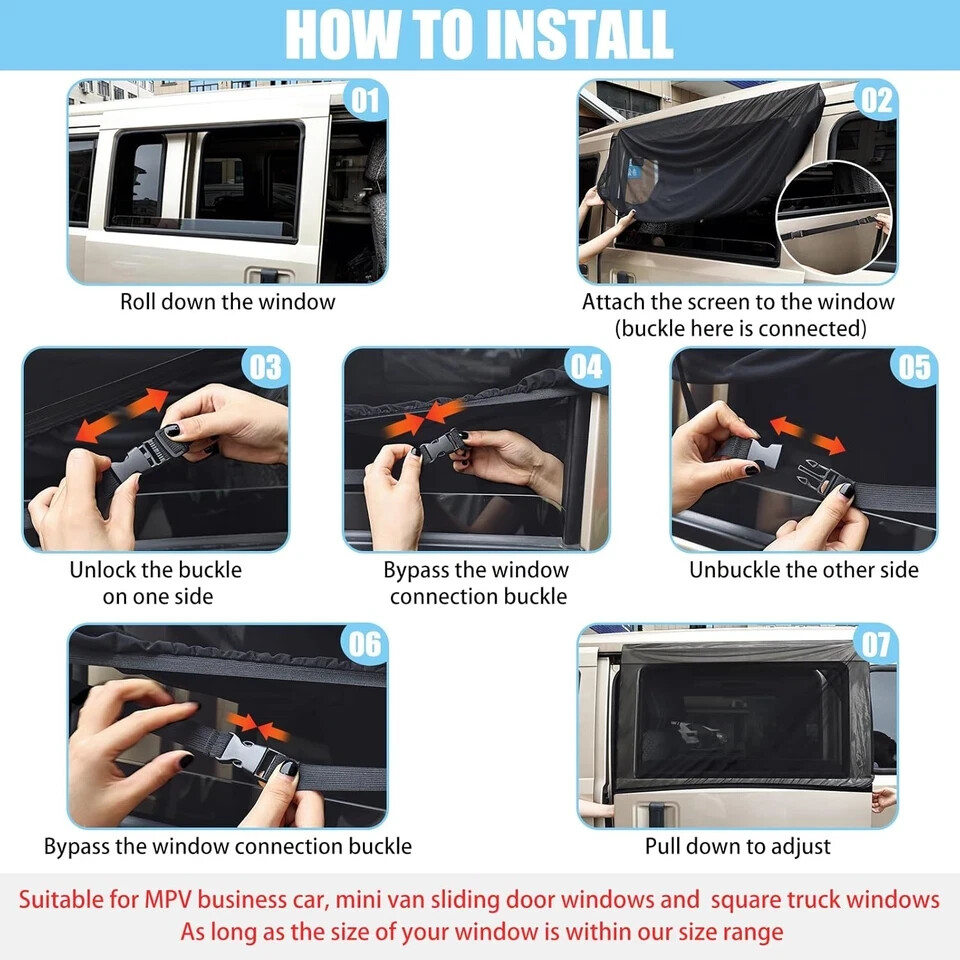 Car Window Screen Shade for MPV Minivan 2 Pack for Sliding Door