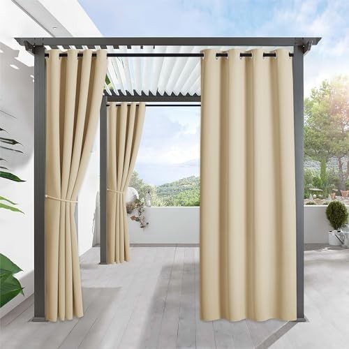 Outdoor Curtains for Patio 52″W x 84″L (Pack of 1), Biscotti Beige