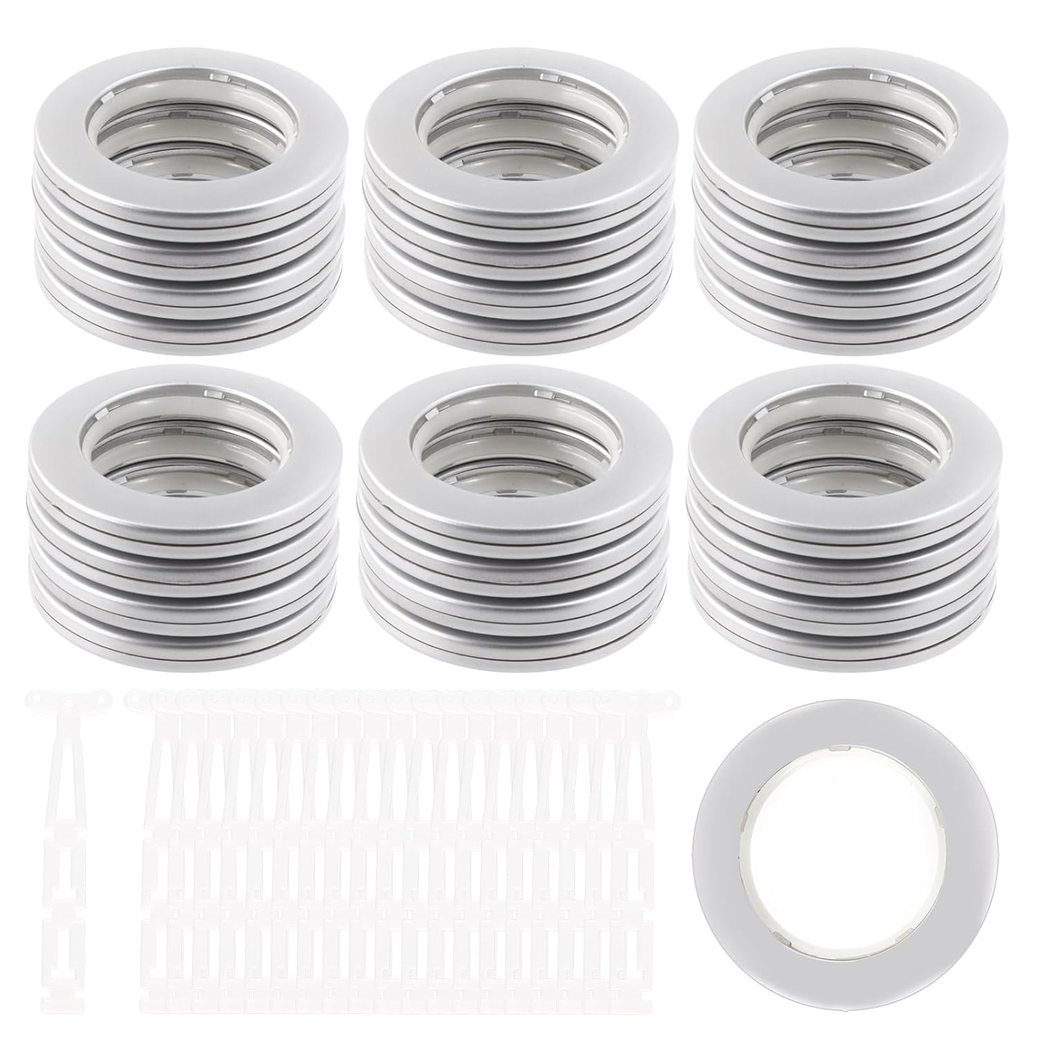 20 Pack Plastic Curtain Grommets 40mm-1.7Inch Silencer Sliding Black Sheers