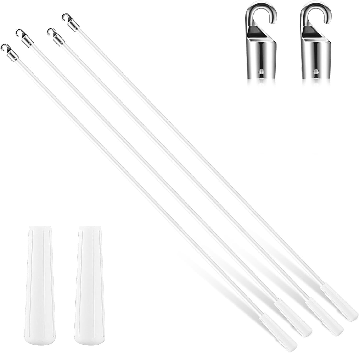 4 Pcs Blinds Wand Replacement with Hook and Handle White Fiberglass