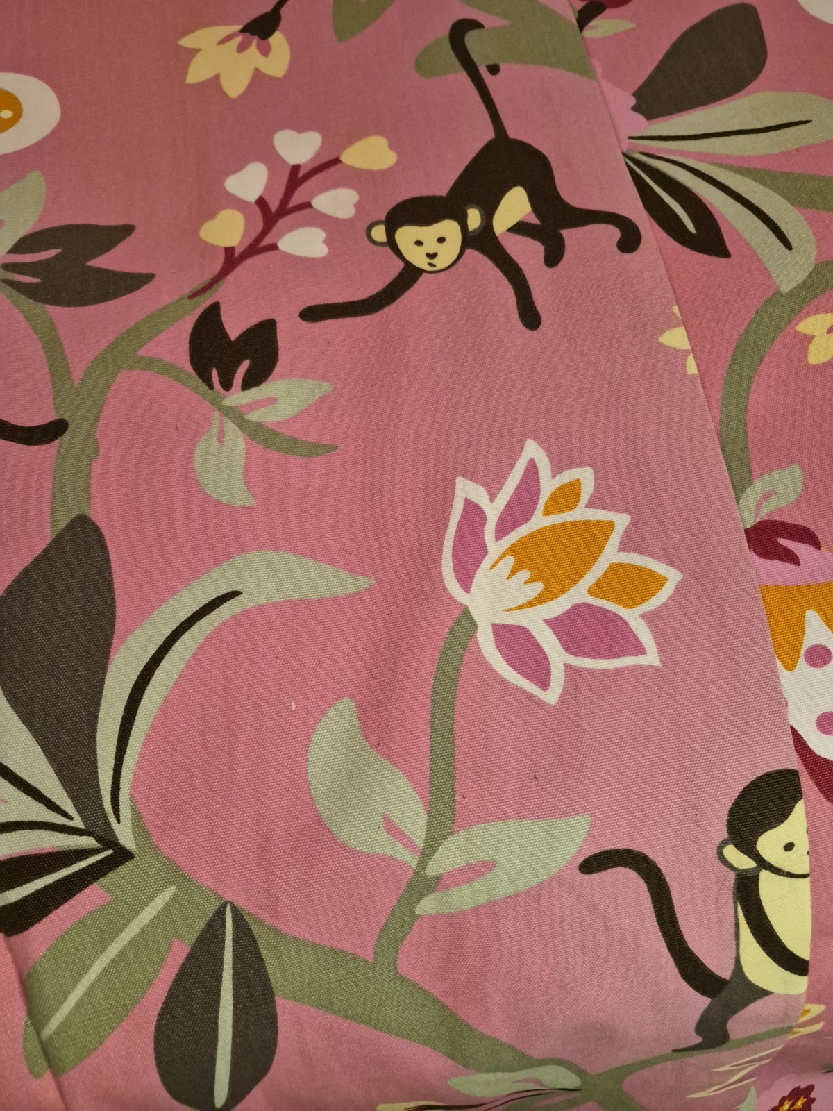 Pottery Barn Kids Pink Curtains Set Of 2 Monkey Floral Print 50×84