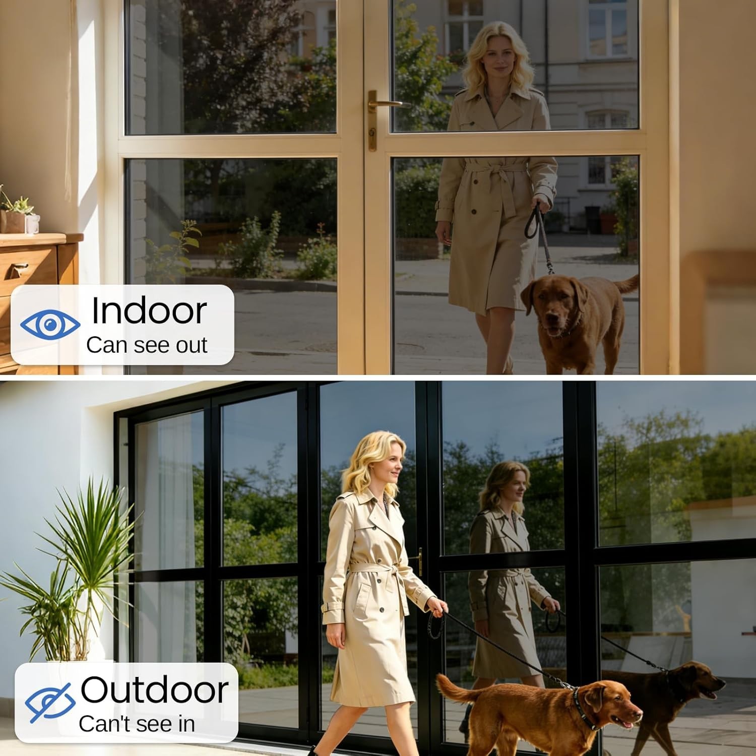 Daytime Privacy Window Tint – UV & Heat Blocking Film, 17.5in x 78.7in Design