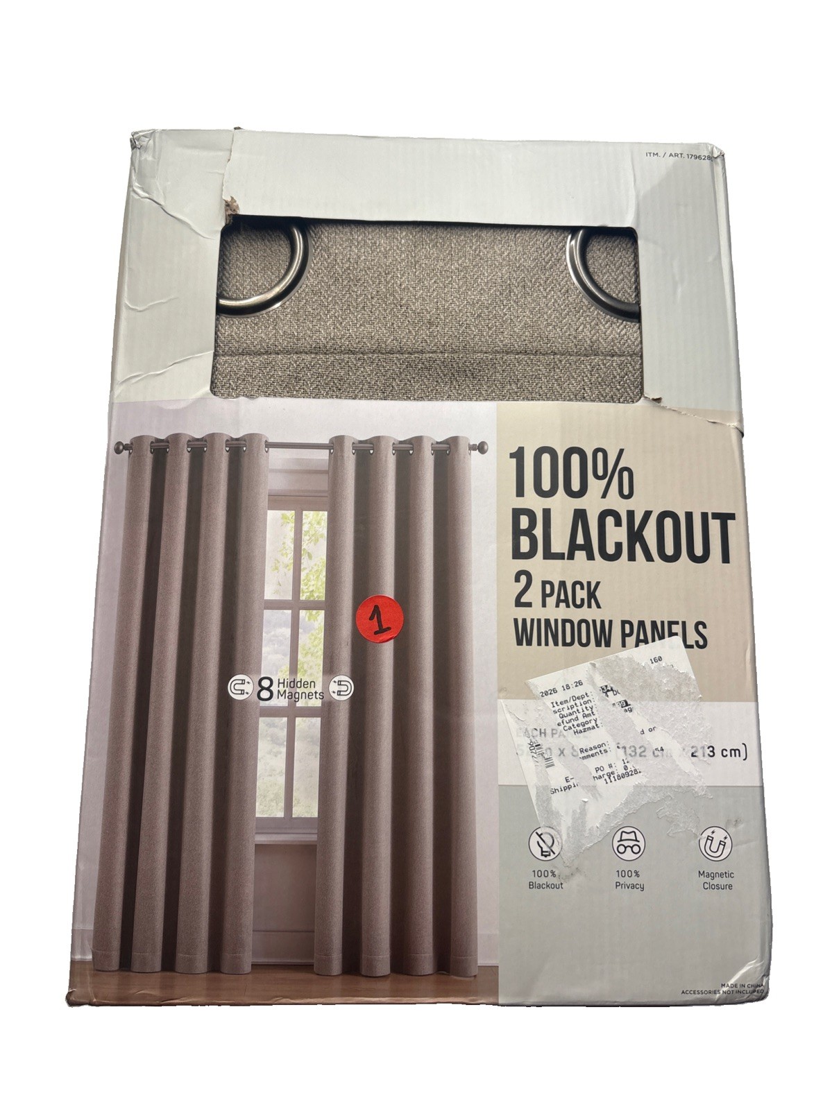 Piper 100% Blackout Curtain 2Pk Window Panels 52 in x 84 In Beige Magnetic Close