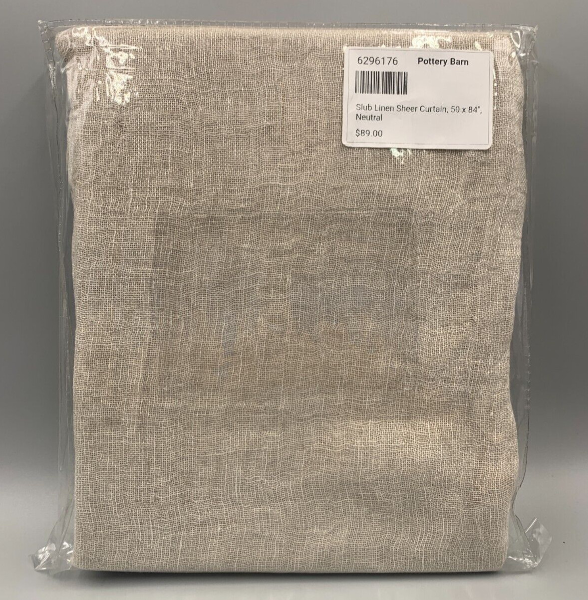 Pottery Barn Slub Linen Sheer Curtain Drape Panel Neutral 50 x 84″ #N114