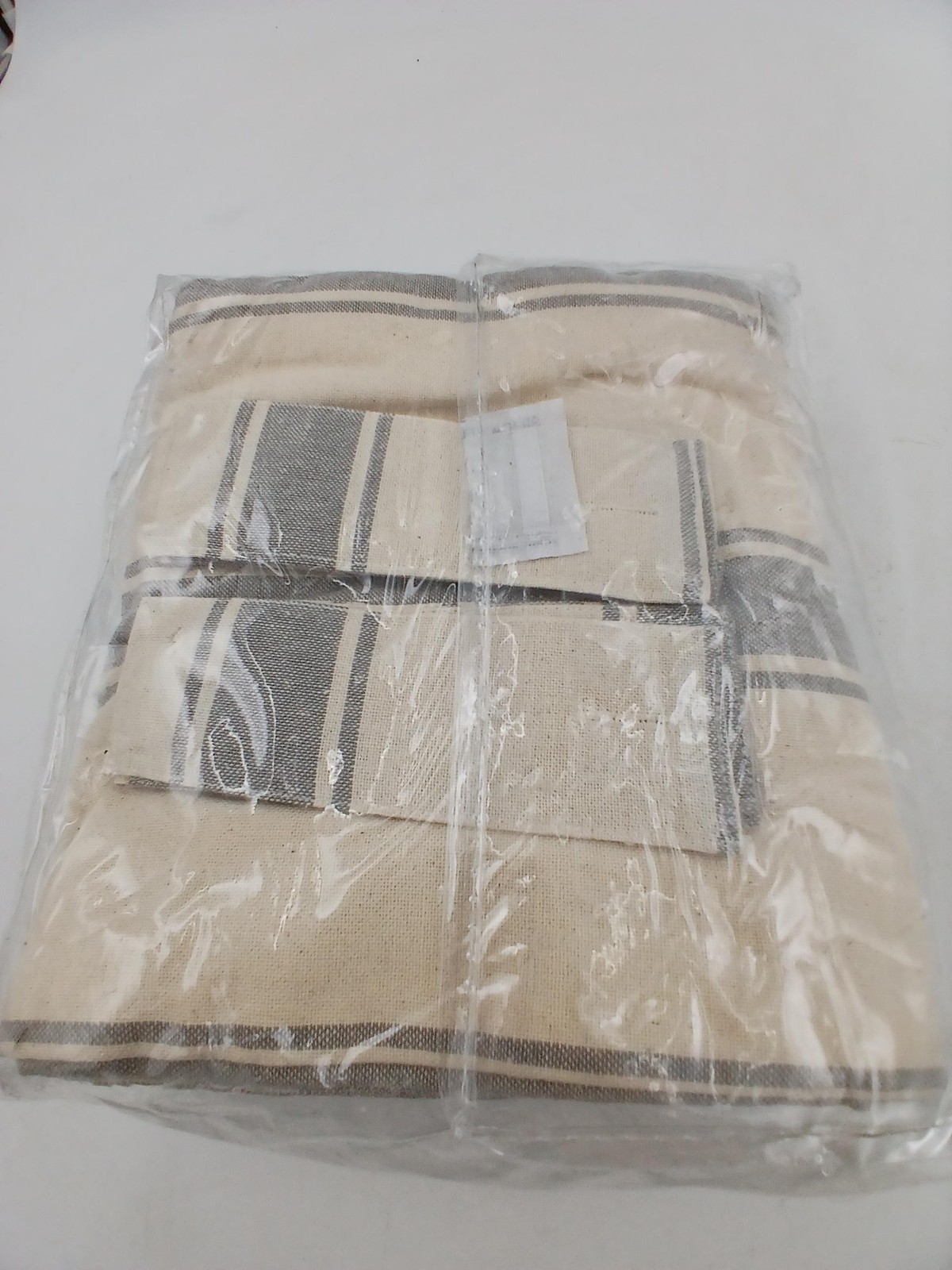 VHC Brands Grace Grain Sack Curtain Panel Set 2 Unlined 63×36 Stripe Farmhouse