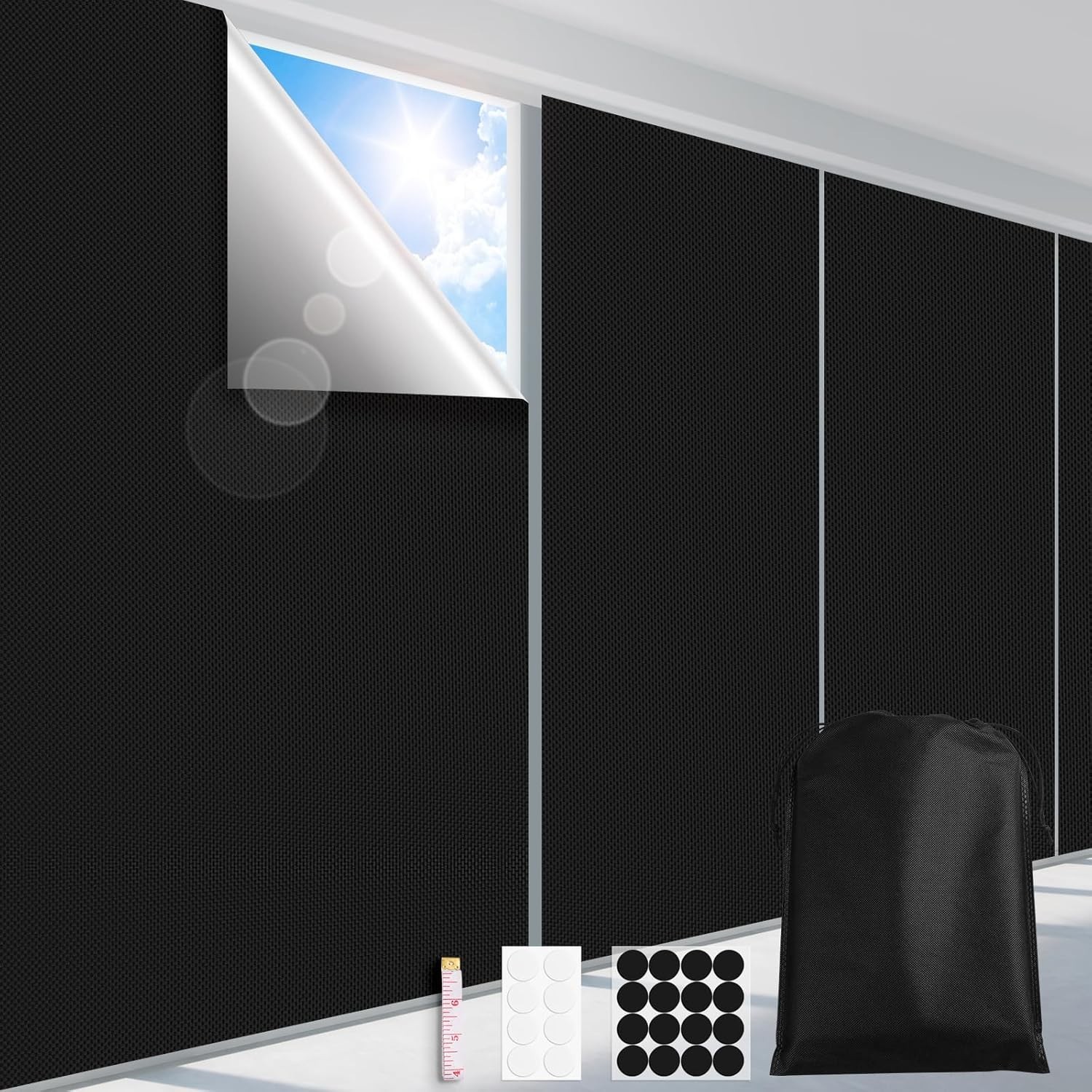 No-Drill Blackout Window Blinds – Portable, Customizable Shade for Travel (57”)