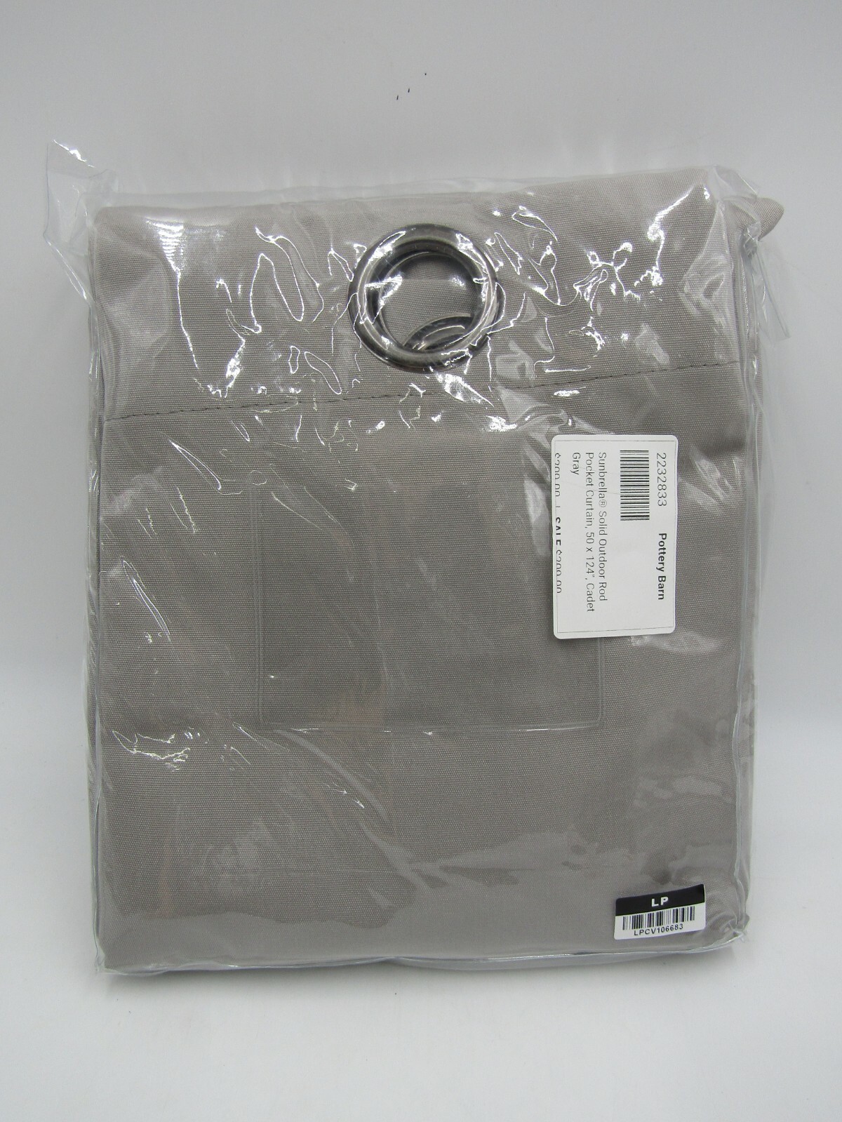 Pottery Barn Sunbrella Solid Grommet Outdoor Curtain 50×124″ Cadet Gray A1066