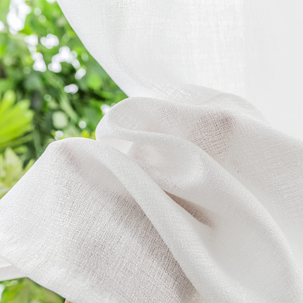Yancorp White Kitchen Tier Curtains 24 inches Length Linen Textured Short Farmho